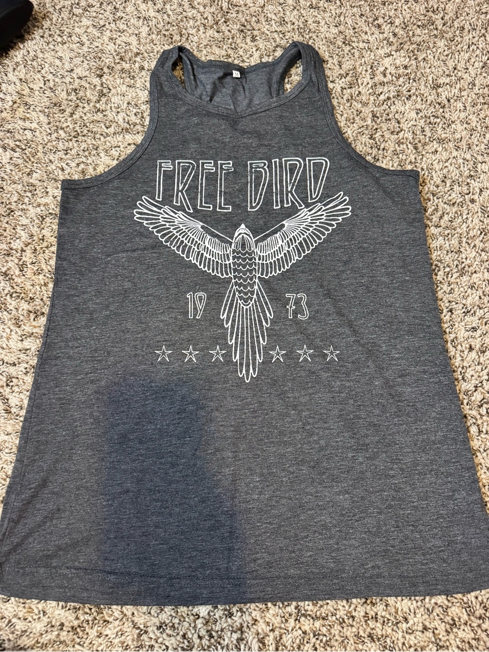 Women’s Medium Free Bird Graphic Racerback Tank - Dark Heather Gray